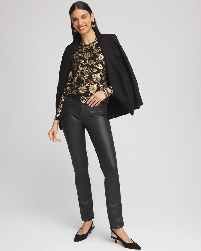 Touch of Cool Foiled Floral Layering Tee - image 2